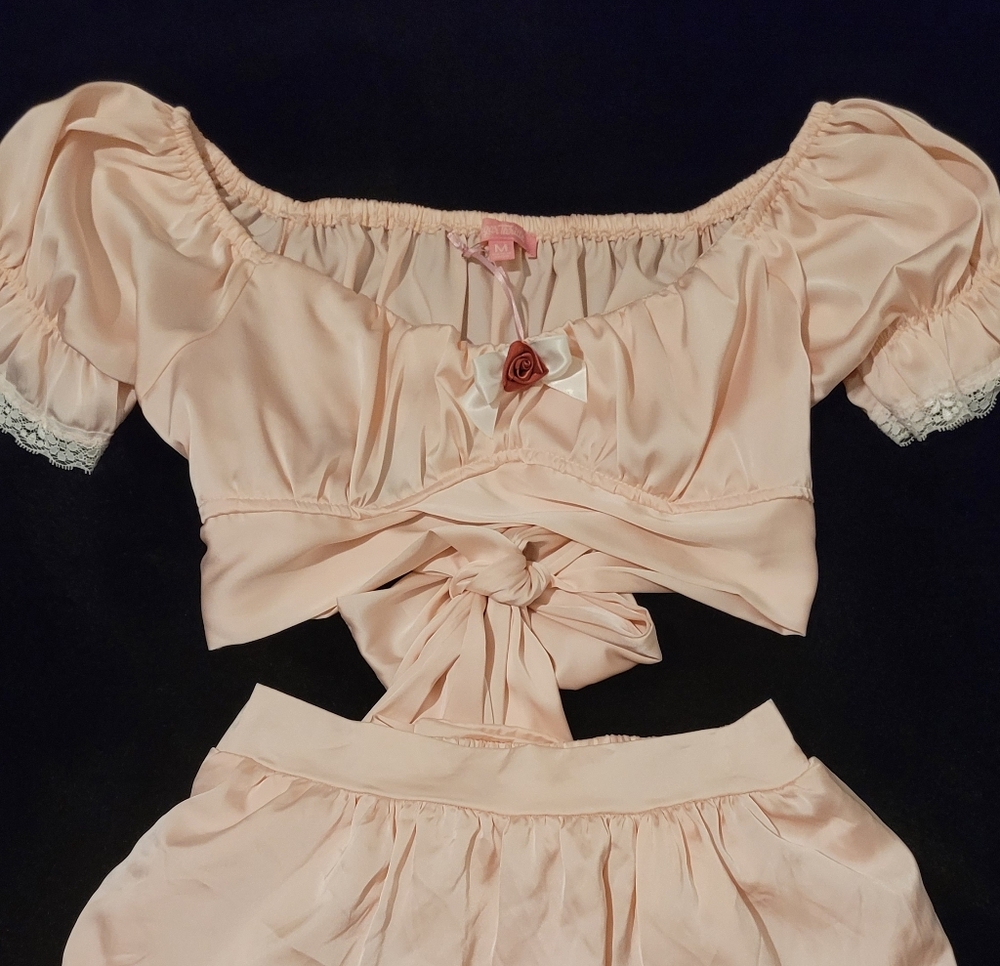 Sugar Thrillz Pink Satin Crop Top